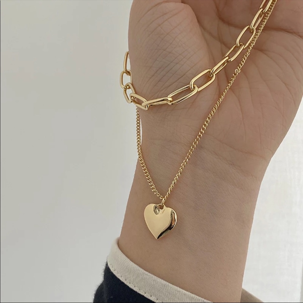 NEW 18K GOLD MULTI LAYER HEART NECKLACE, NICE NECKLACE, CUTE NECKLACE - Picture 4 of 5